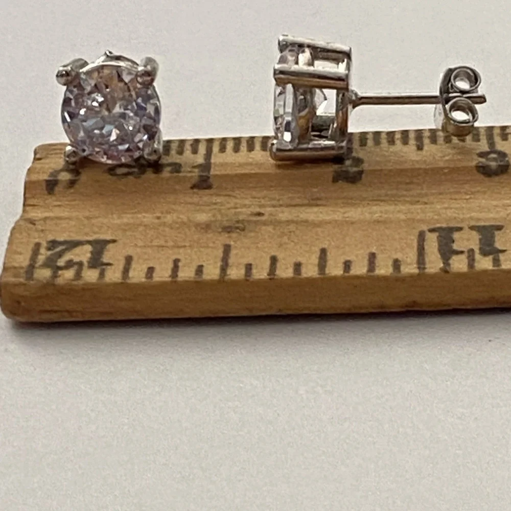 925 Silver 7mm cz earrings cubic zirconia cz stone stunning